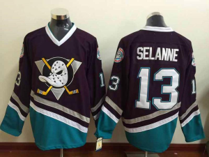 Herren Anaheim Ducks Eishockey Trikot Teemu Selanne #13 Blank Schwarz Teal Authentic